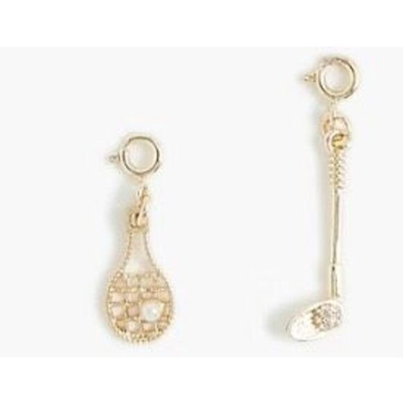 J.Crew Gold Tennis & Golf Charms Set — Gold-Plated Racket & Club (Set of 2) - Picture 2 of 3